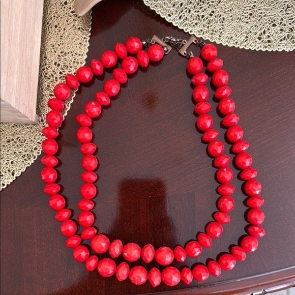 Double Layered Red Adjustable Necklace - Picture 1 of 2